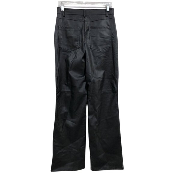 ZARA Black Faux Leather Straight Leg Trousers Womens Size Medium - Picture 3 of 7